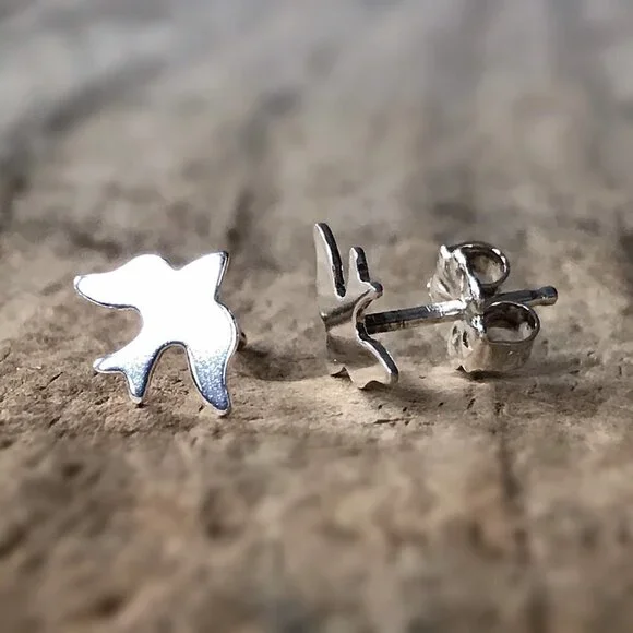 Sterling Silver Bird Earrings - Picture 2 of 3